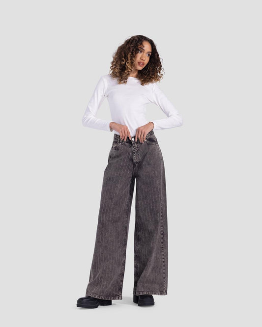 Denim Dirty Washed Pants - Grey