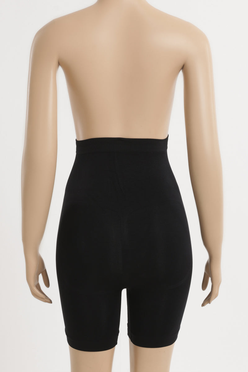 Polyamide Blend Plain High Waist Thigh Slimmers – Black