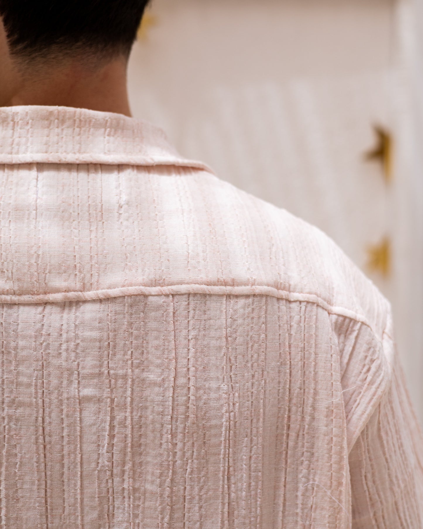 Linen Textured Short Sleeve Shirt - Orange