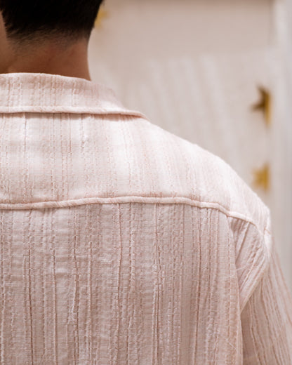 Linen Textured Short Sleeve Shirt - Orange