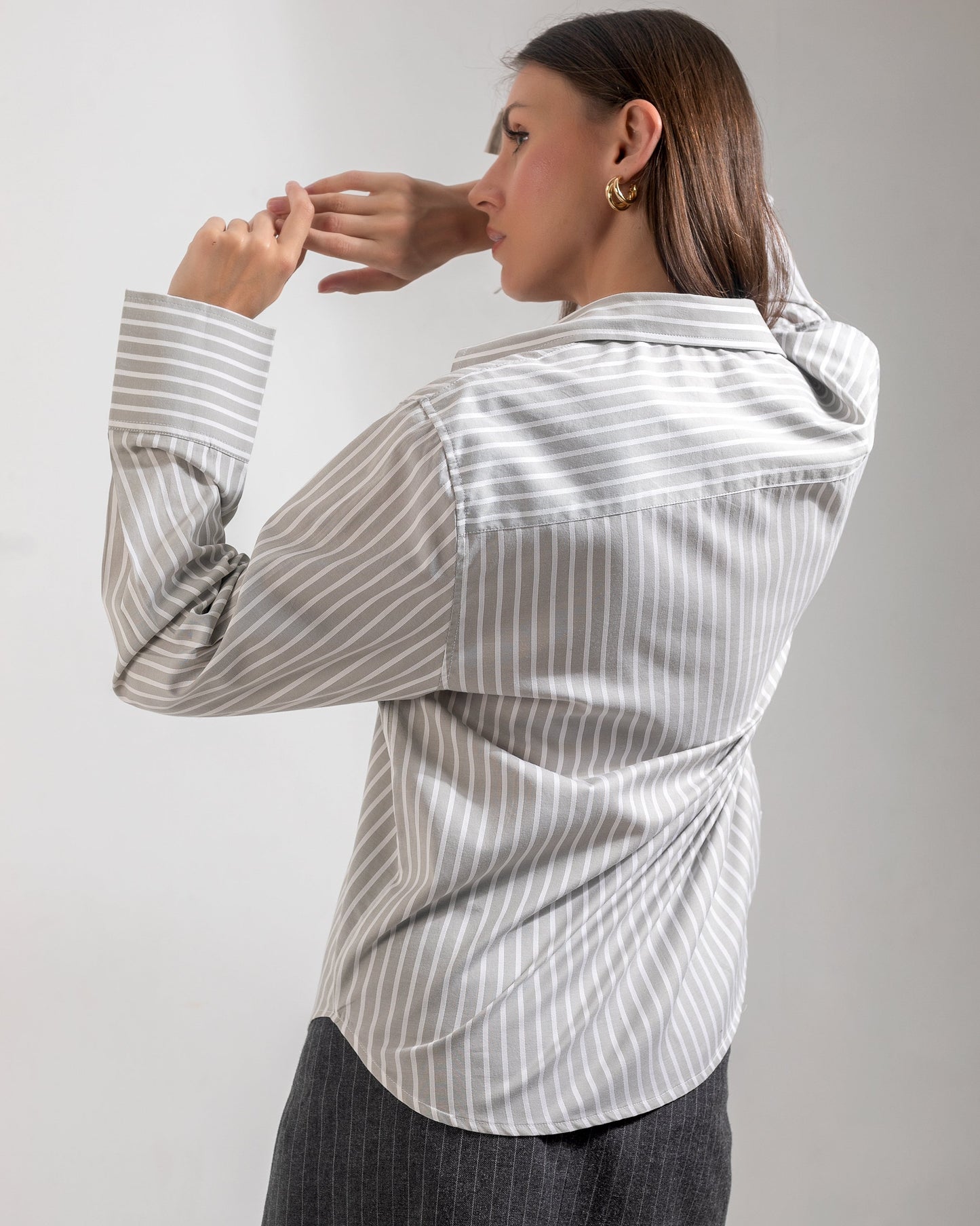 Cotton Classic Striped Shirt - Grey