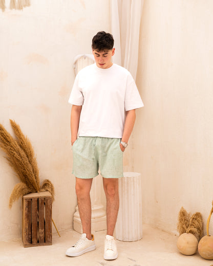 Linen Solid Shorts - Sage Green