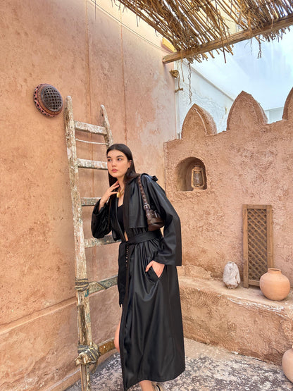 Leather Posh Trench - Black