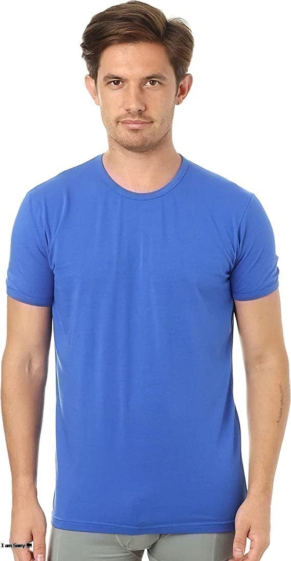 Cotton Lycra Solid Round Neck Short Sleeve T-Shirt – Blue