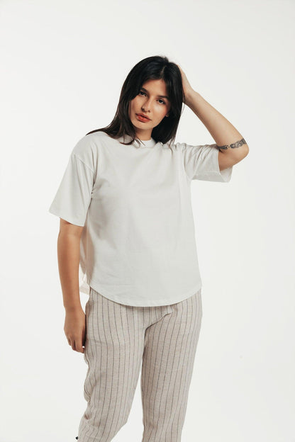 Loose Fit Cotton T-Shirt - White