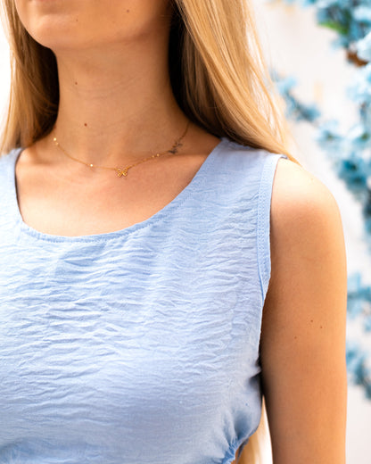 Linen Open Sided Summer Dress - Baby Blue