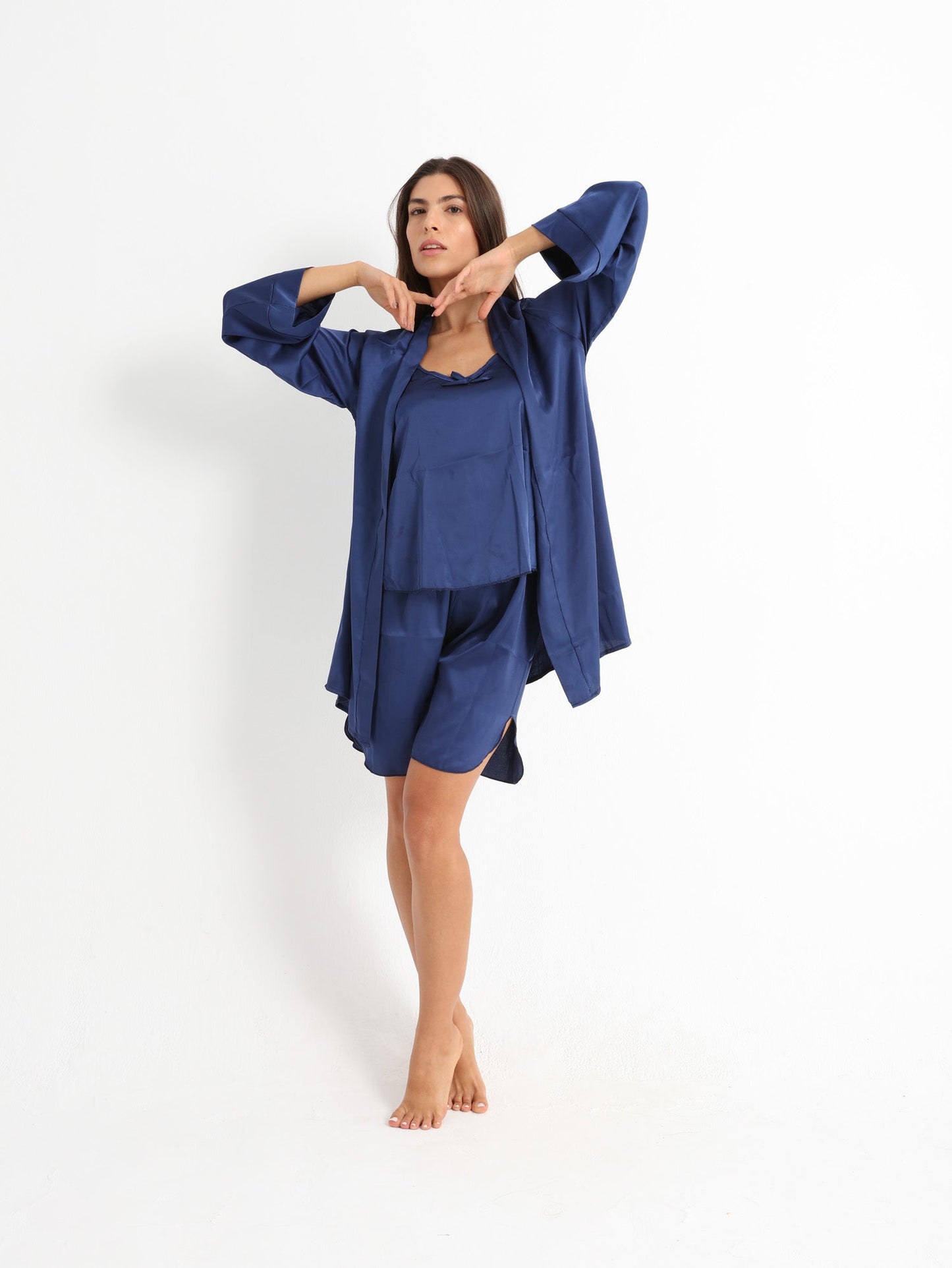Royal Blue Pajama Satin Set Blue
