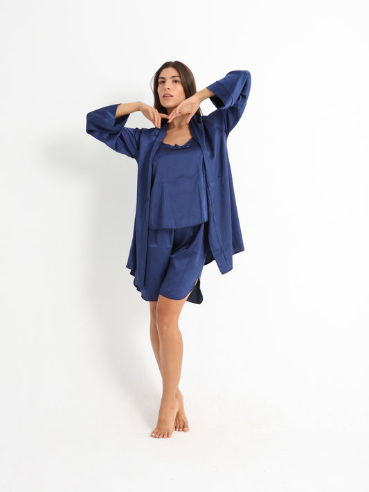 Royal Blue Pajama Satin Set Blue