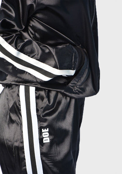 Satin Striped 2-Piece Sports Set – Black