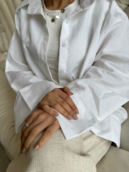 Linen Plain Shirt – White