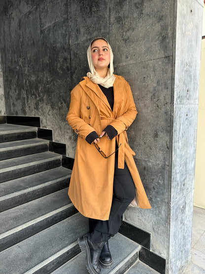 Long Trench Coat-Camel