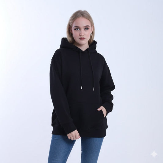 Melton Solid Hoodie – Black