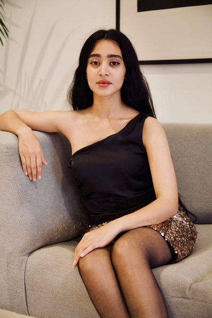 Mini Sequin Skirt - Gold