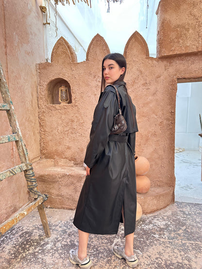 Leather Posh Trench - Black