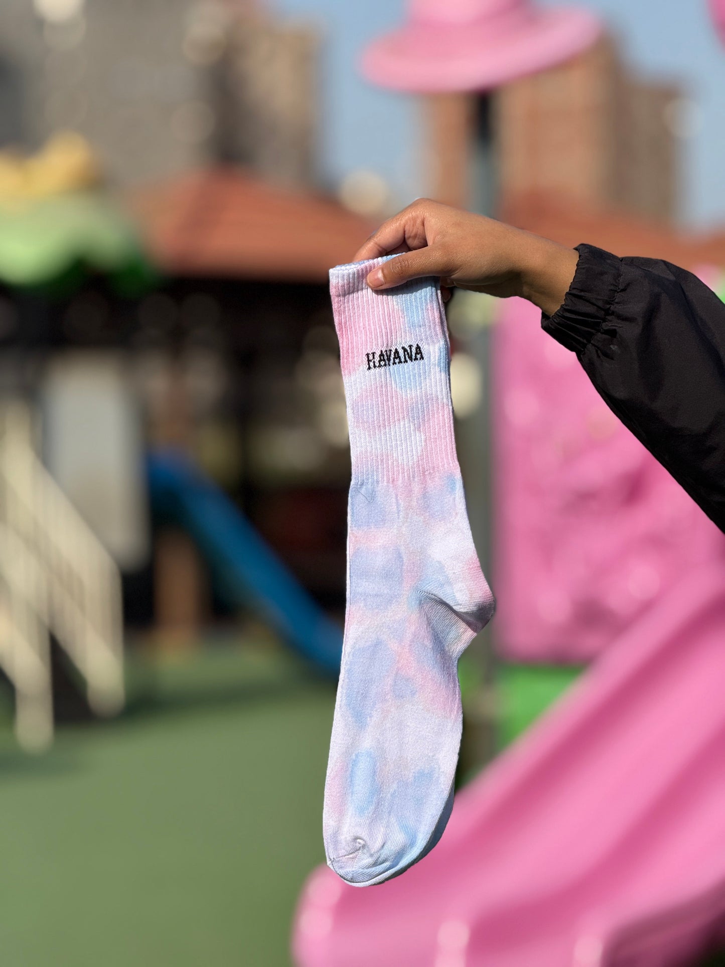 Pink Baby Blue Tie Dye Socks