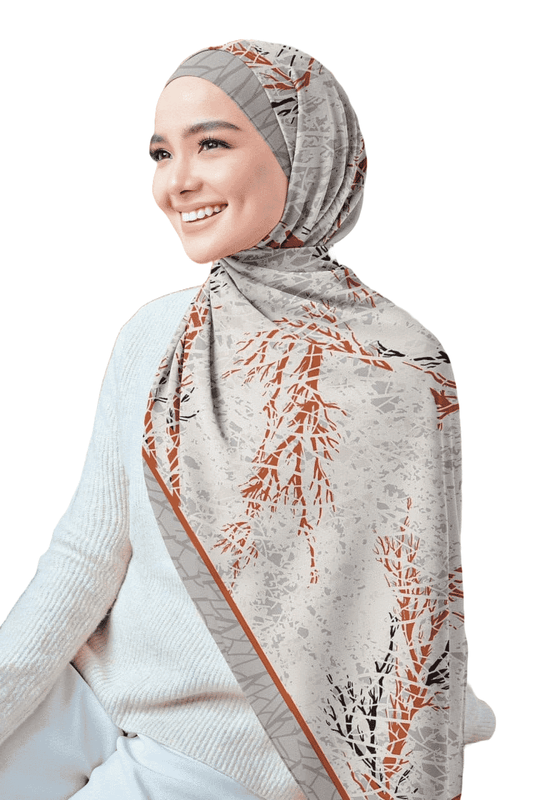 Printed Chiffon Crepe Veil - Gray