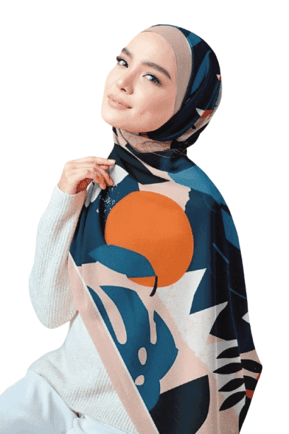 Printed Chiffon Crepe Veil - Multicolor