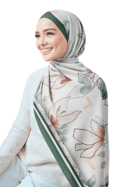 Printed Chiffon Crepe Veil - White