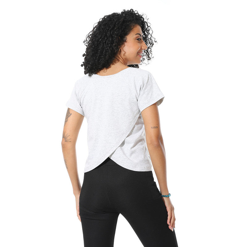 Half Sleeves Cotton Crossed T-Shirt - Chine Grey