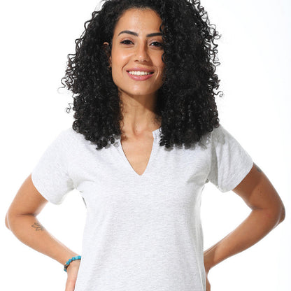 Half Sleeves Cotton Crossed T-Shirt - Chine Grey