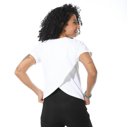 Half Sleeves Cotton Crossed T-Shirt - White