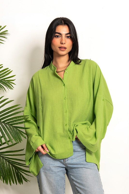 Oversized Symmetric Shirt - Lime Green