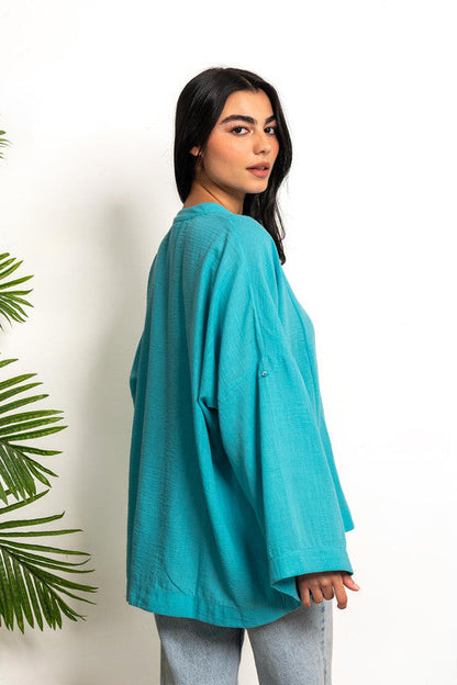 Oversized Symmetric Shirt - Turquoise