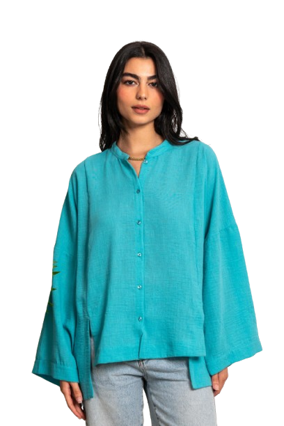 Oversized Symmetric Shirt - Turquoise