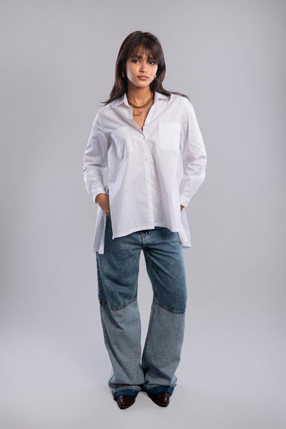 Cotton Lycra Basic Shirt - White