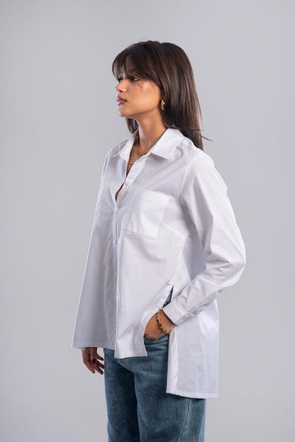 Cotton Lycra Basic Shirt - White