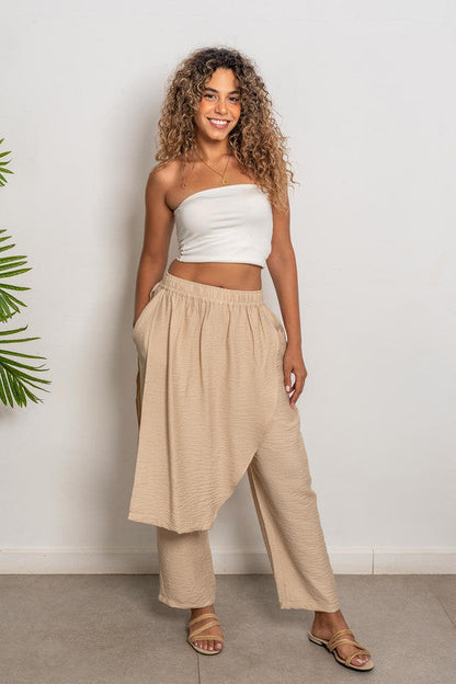 Loose-Fitting Draped  - Beige
