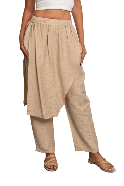 Loose-Fitting Draped  - Beige