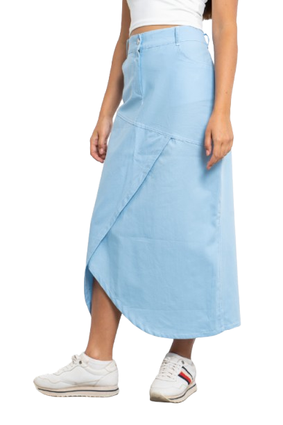 Midi Gabardine Skirt - Baby Blue