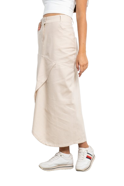 Midi Gabardine Skirt - Off White