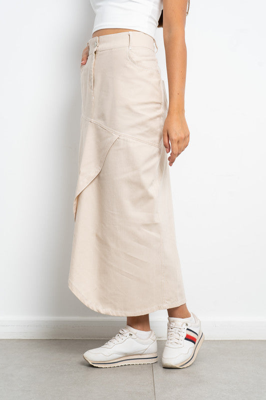 Midi Gabardine Skirt - Off White