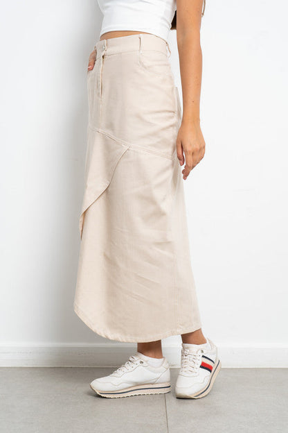 Midi Gabardine Skirt - Off White