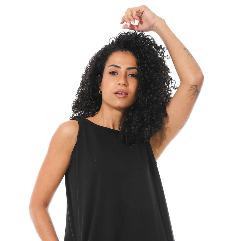 Minimalist Casual Maxi Dress - Black