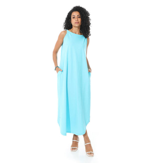 Minimalist Casual Maxi Dress - Turquoise