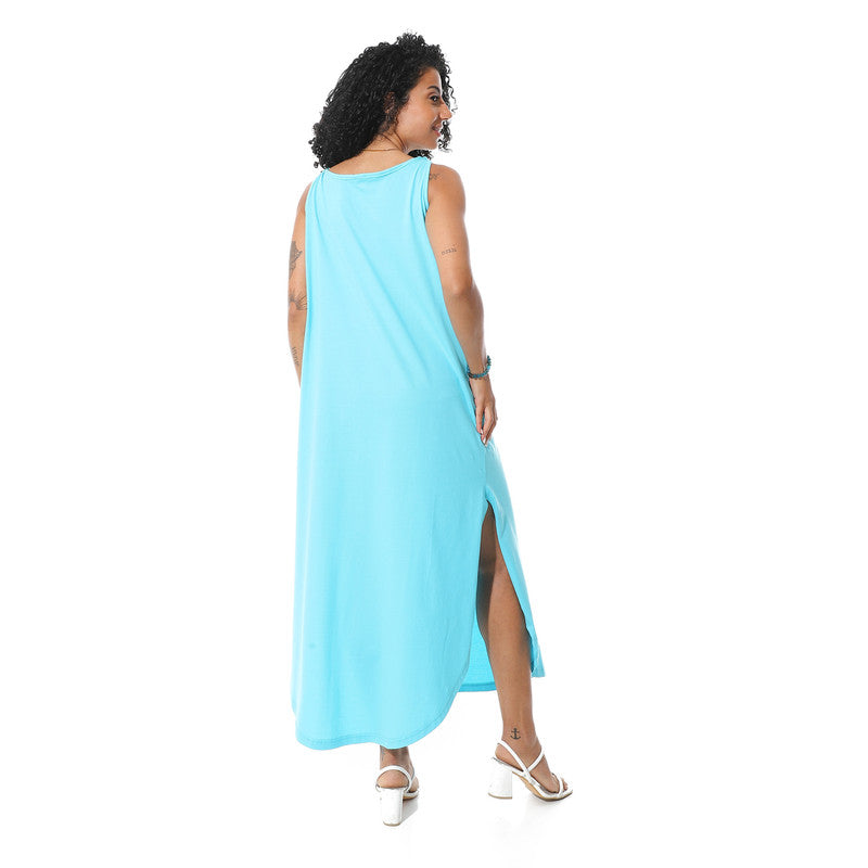 Minimalist Casual Maxi Dress - Turquoise
