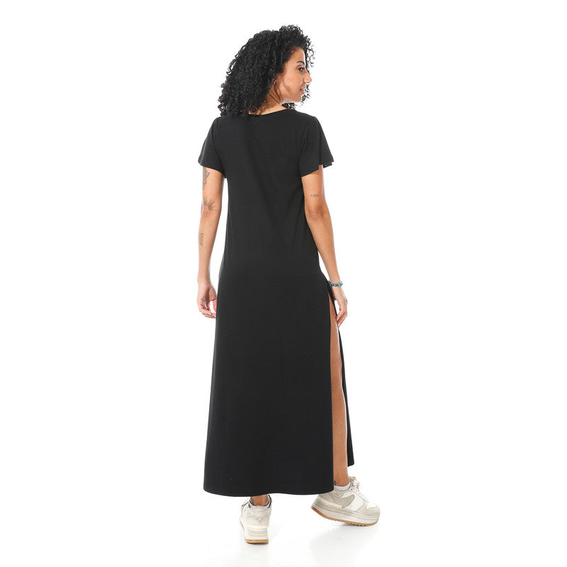 Long Sleeve Maxi Dress  - Black