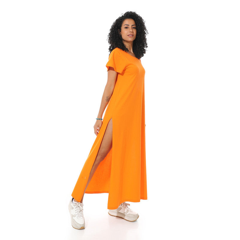 Long Sleeve Maxi Dress - Orange