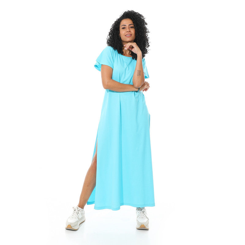 Long Sleeve Maxi Dress - Turquoise