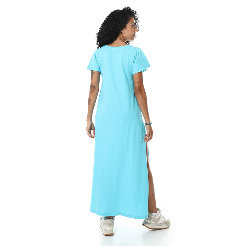 Long Sleeve Maxi Dress - Turquoise