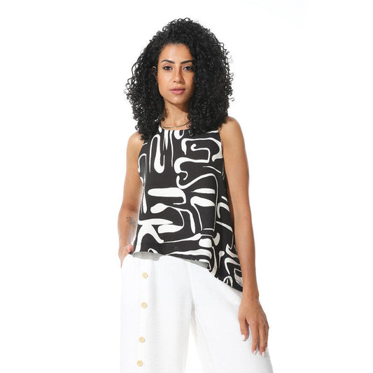 Sleeveless Blouse - Black x Off White