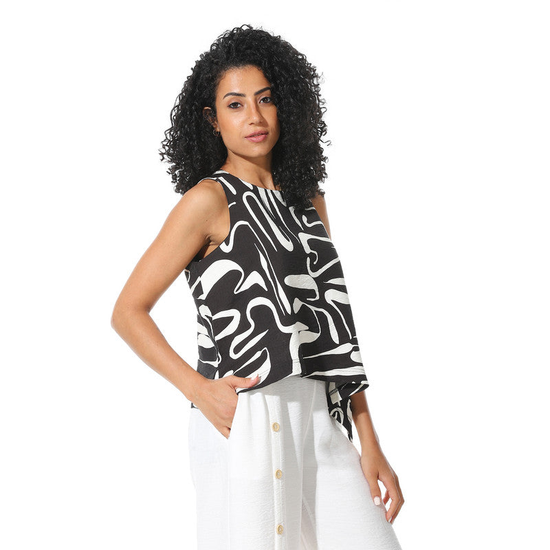 Sleeveless Blouse - Black x Off White