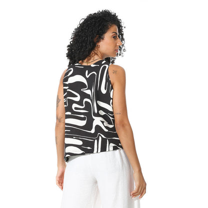 Sleeveless Blouse - Black x Off White