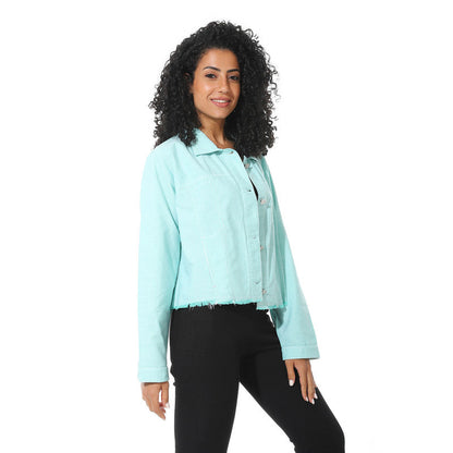 Cropped Jeans Jacket - Light Green