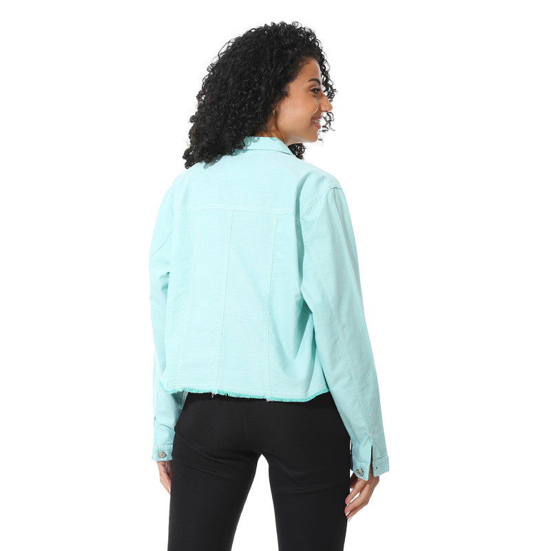 Cropped Jeans Jacket - Light Green