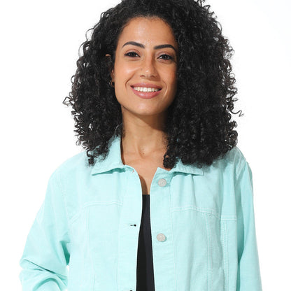 Cropped Jeans Jacket - Light Green