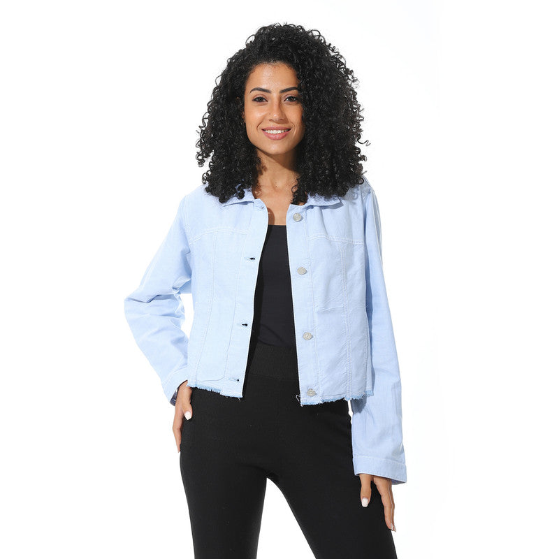 Cropped Jeans Jacket - Sky Blue